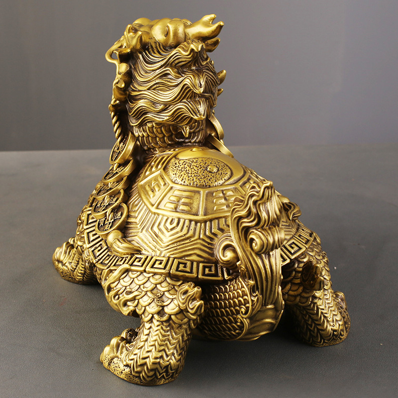 Back view of the Dragon Tortoise statue, showing the intricate shell patterns and tail design.