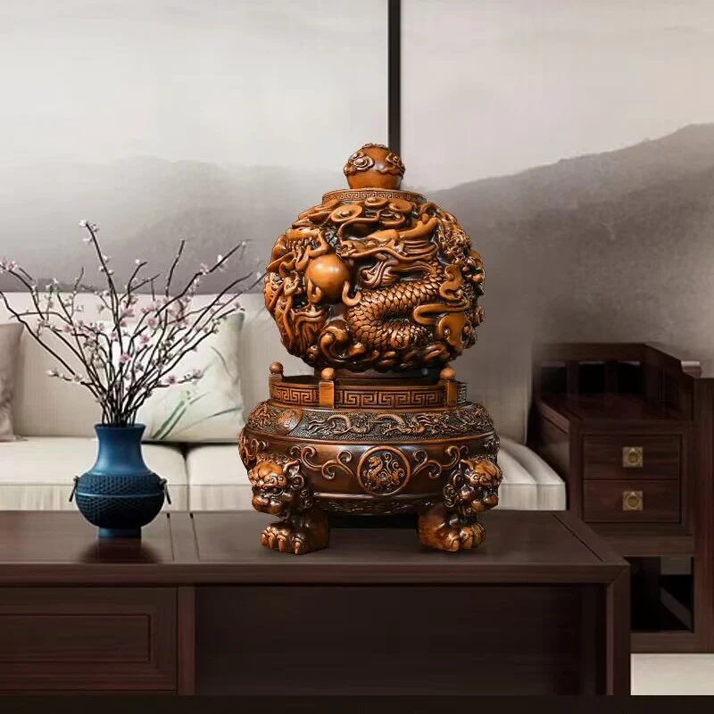 Feng Shui ball showcased in a living room, enhancing the ambiance with its auspicious design.