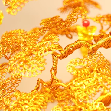 Intricate Golden Leaves of the Money Tree Feng Shui Ornament